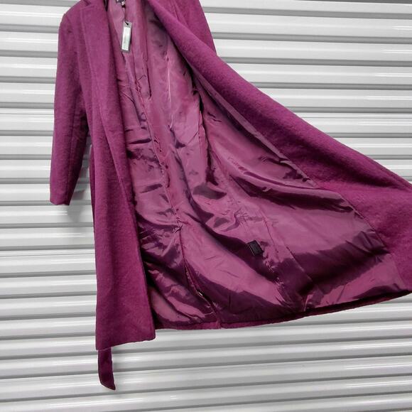 Steve Madden Womens Belted Long Coat Size XS Purple Textured Winter Chic Cozy - Picture 7 of 11
